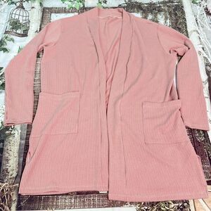 Blakele Open Front Cardigan Chill Comfy Pink open front Thumb holes OS